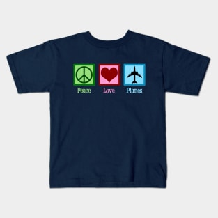 Peace Love Planes Kids T-Shirt